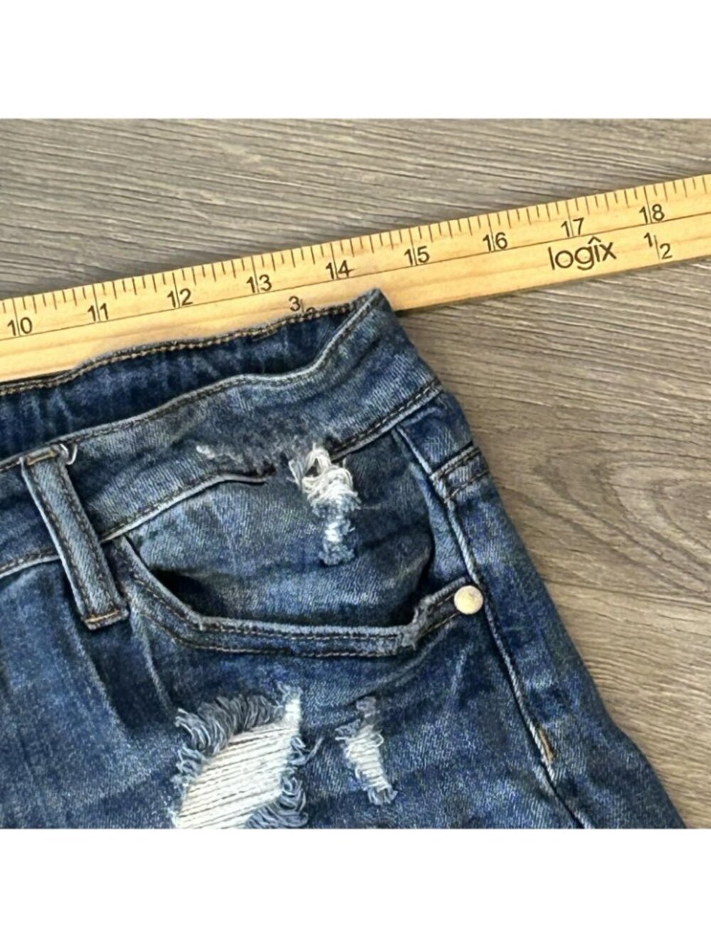 Judy Blue Shorts Womens 29 Blue Denim Distressed Cut Off Cuffed Hem Stretch - Picture 8 of 9